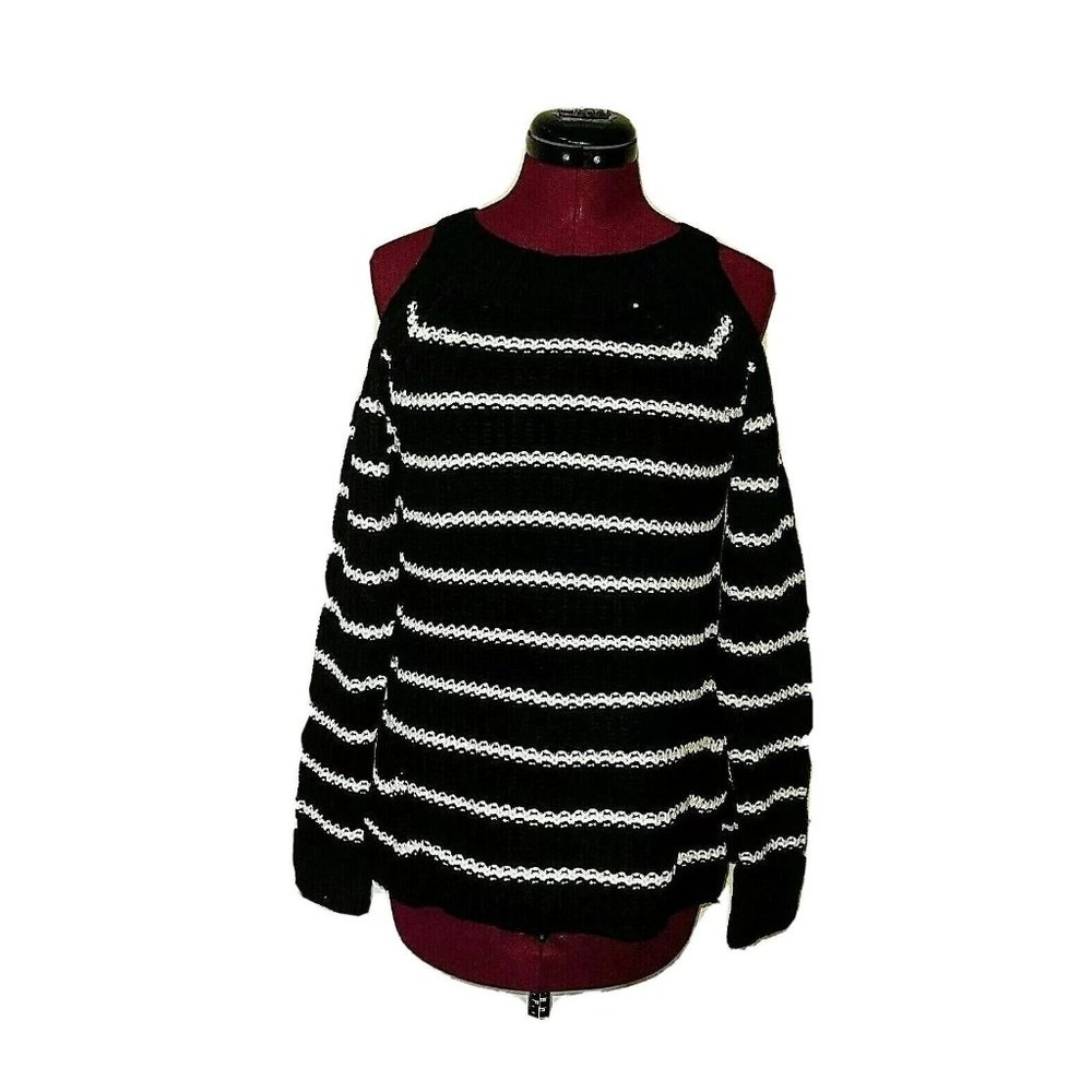 Hippie Rose Sweater Size Small Multicolor Cold Shoulder Striped Side Spl…